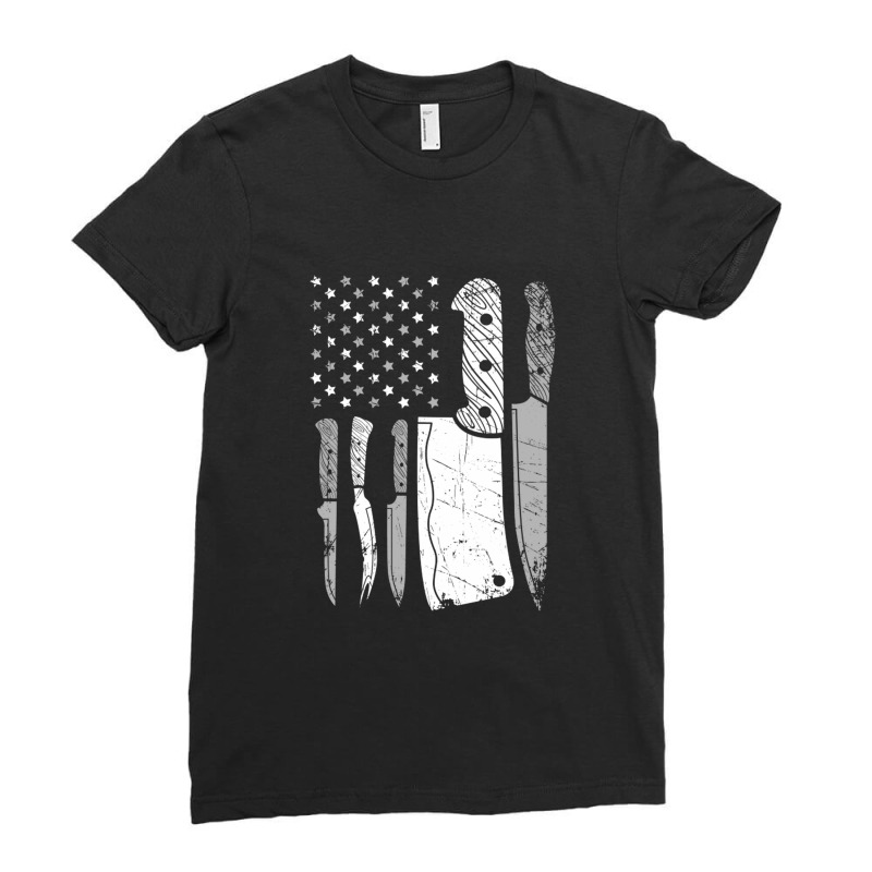 Chef Knife American Flag Ladies Fitted T-Shirt by ClarityDade | Artistshot