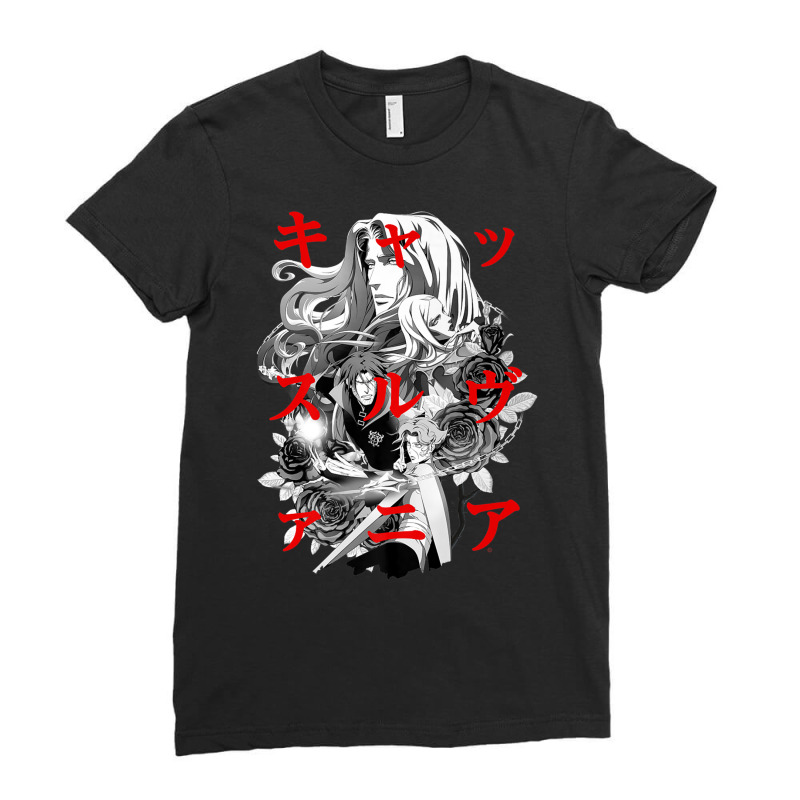 Castlevania Group Shot Kanji Overlay Premium T Shirt Ladies Fitted T-Shirt by been | Artistshot