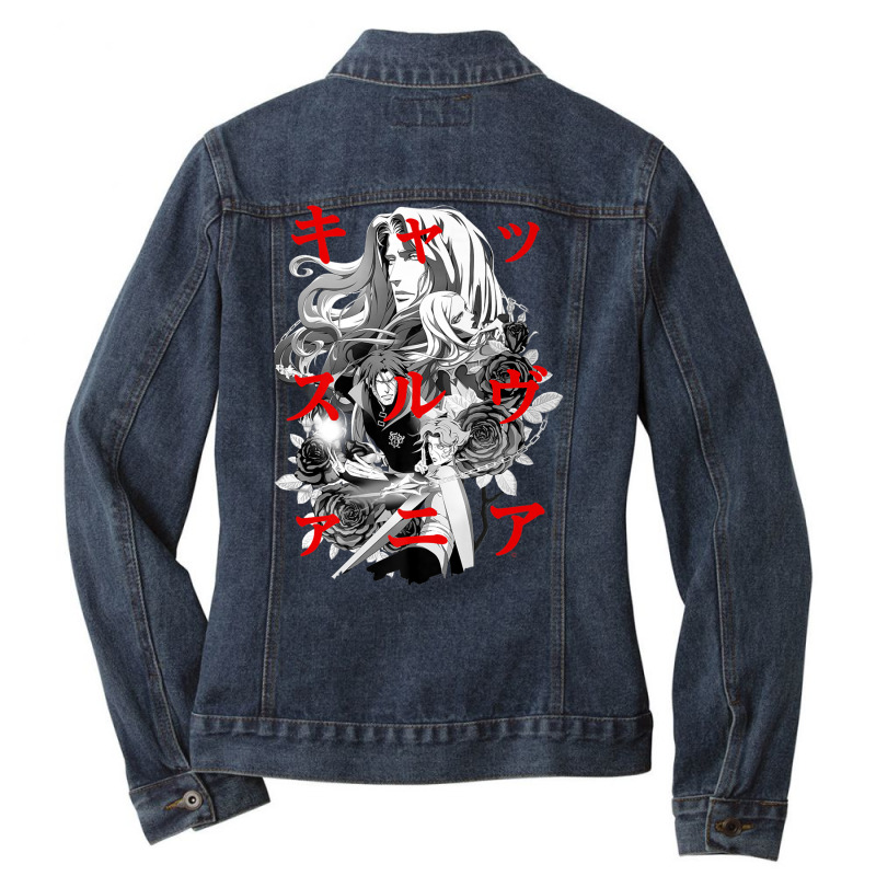 Castlevania Group Shot Kanji Overlay Premium T Shirt Ladies Denim Jacket by been | Artistshot