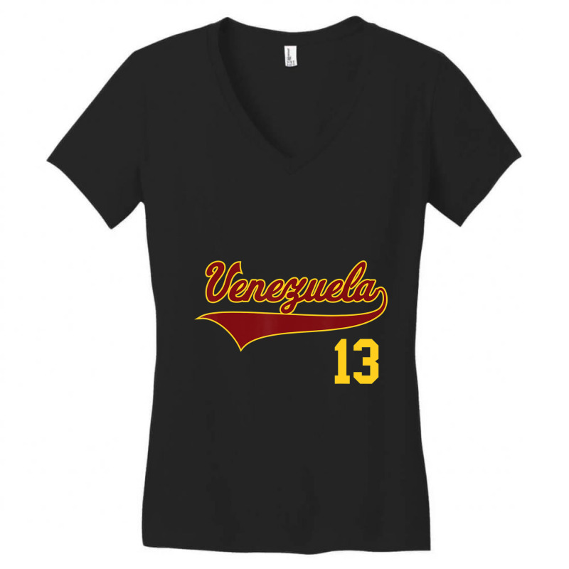 Limited Edition Retro Venezuela Baseball Vinotinto Beisbol 13 Women's V-Neck T-Shirt by fenderbendable | Artistshot