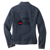 Retro Fogo De Specialchao Churrascaria Old Boy Ladies Denim Jacket | Artistshot