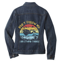 Dnt Follow Me I Do Stupid Things Scuba Diving Ladies Denim Jacket | Artistshot