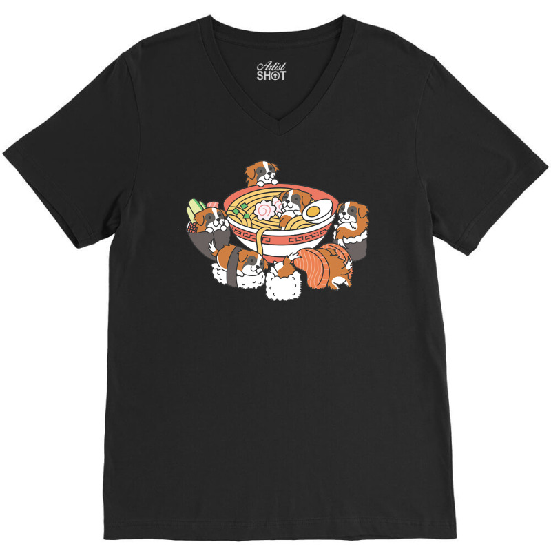 Saint Bernard T  Shirt Saint Bernard Ramen Sushi T  Shirt V-neck Tee | Artistshot