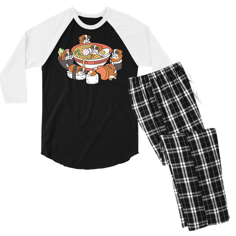 Saint Bernard T  Shirt Saint Bernard Ramen Sushi T  Shirt Men's 3/4 Sleeve Pajama Set | Artistshot