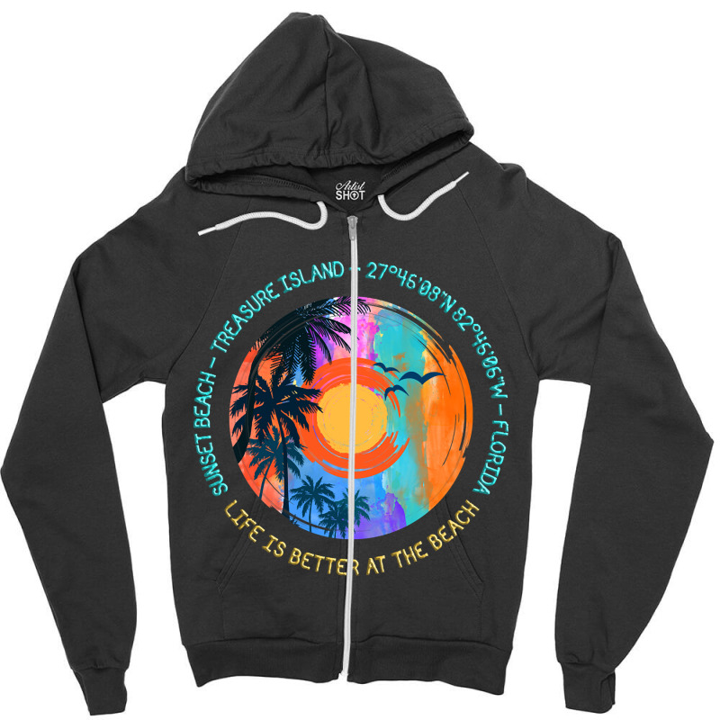 Hot Trend Sunset Beach, Treasure Island, Pinellas County, Florida Zipper Hoodie | Artistshot