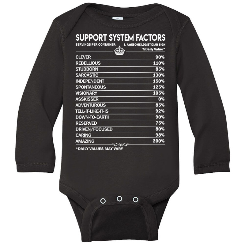 Limited Edition Support System T Shirt - Support System Factors Daily Long Sleeve Baby Bodysuit by Jankonen637 | Artistshot