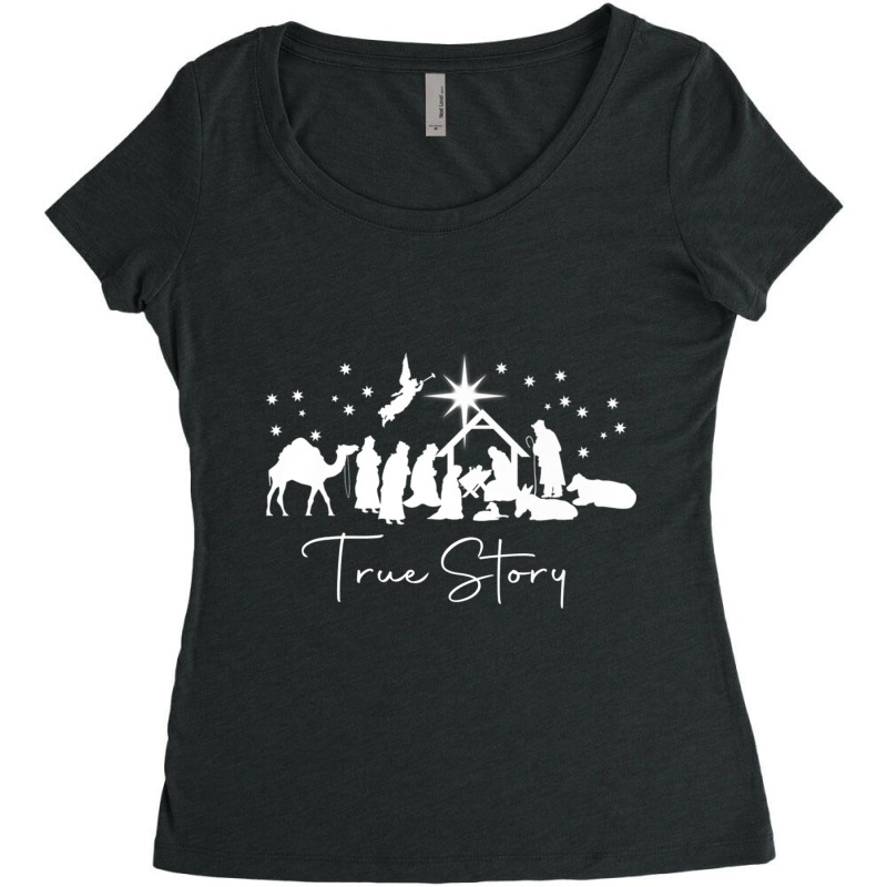 True Story Nativity Christmas Baby Jesus Manger Catholic Premium T Shi Women's Triblend Scoop T-shirt by choninzel | Artistshot