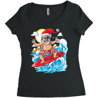 Christmas In July Santa Surf Hawaiian Men Summer Surfing Women's Triblend Scoop T-shirt | Artistshot