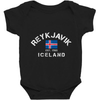 Trending Reykjavik Iceland Est. 1785 Flag Souvenir Gift Baby Bodysuit | Artistshot