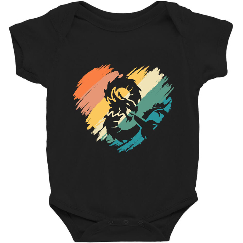 Hot Trend Retro Dragon Heart Baby Bodysuit by Crews Micki | Artistshot