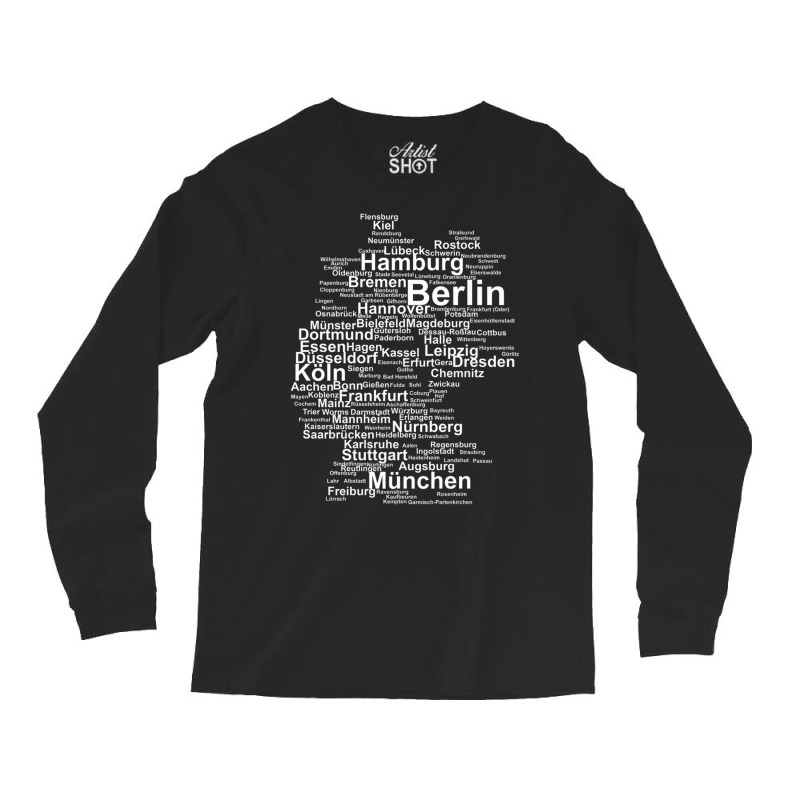 Germany Map Silhouette Towns Cities Berlin Hamburg Travel Premium T Sh Long Sleeve Shirts | Artistshot