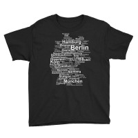 Germany Map Silhouette Towns Cities Berlin Hamburg Travel Premium T Sh Youth Tee | Artistshot