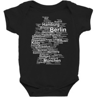 Germany Map Silhouette Towns Cities Berlin Hamburg Travel Premium T Sh Baby Bodysuit | Artistshot