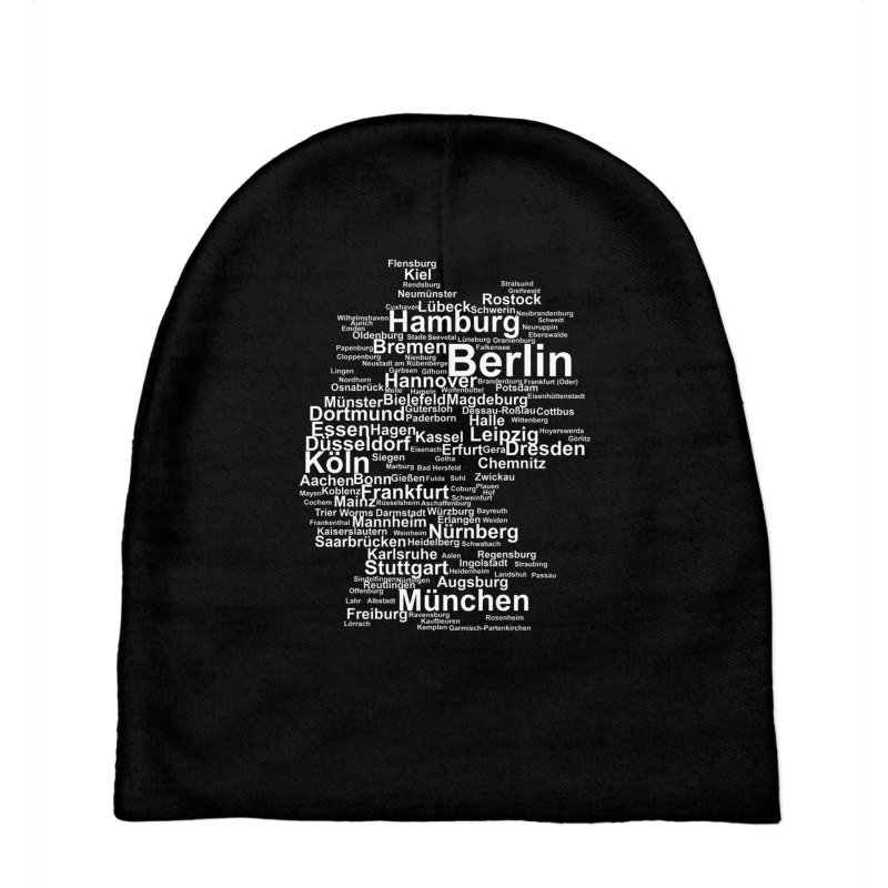 Germany Map Silhouette Towns Cities Berlin Hamburg Travel Premium T Sh Baby Beanies | Artistshot