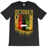 Womens October  Girl Birthday Gold Lips Black African American T-shirt | Artistshot