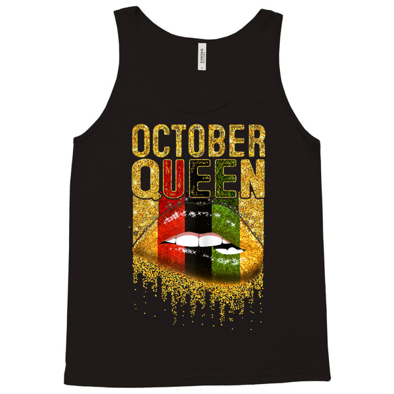 Womens October  Girl Birthday Gold Lips Black African American Tank Top | Artistshot