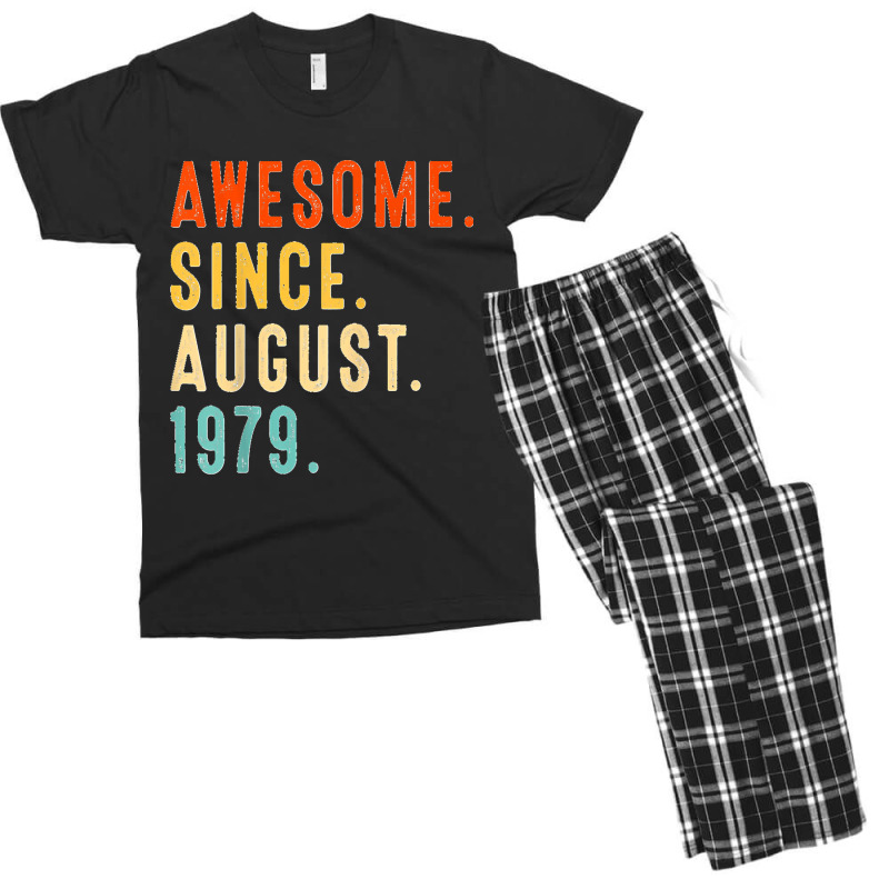 Awesome Since August 1979 Vintage 43rd Birthday Men's T-shirt Pajama Set | Artistshot