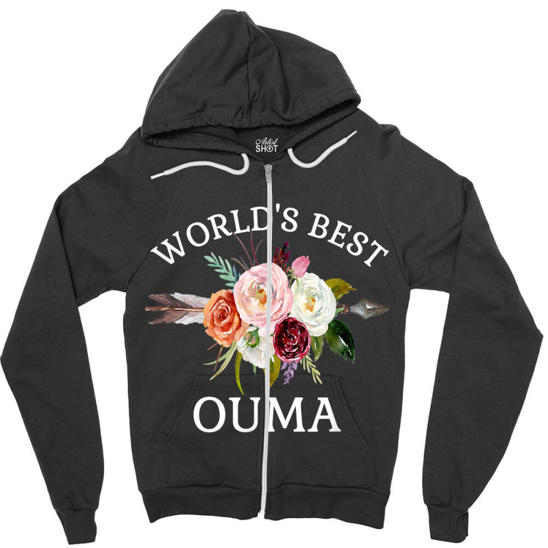 World's Best Ouma Rustic Arrow Flower Bouquet Grandma Zipper Hoodie | Artistshot