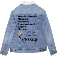 Yaa Makeda Nefertiti Ranavalona Amina Moremi S History _002 Unisex Sherpa-lined Denim Jacket | Artistshot