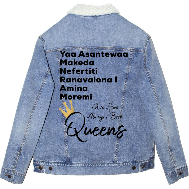 Yaa Makeda Nefertiti Ranavalona Amina Moremi S History _002 Unisex Sherpa-lined Denim Jacket | Artistshot