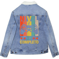 37th Birthday Spanish Nivel 37 Cumpleaños 37 Años Español T Shirt Unisex Sherpa-lined Denim Jacket | Artistshot