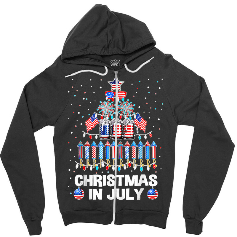 Awesome Beer Xmas Tree Summer For Christmas In July Zipper Hoodie | Artistshot