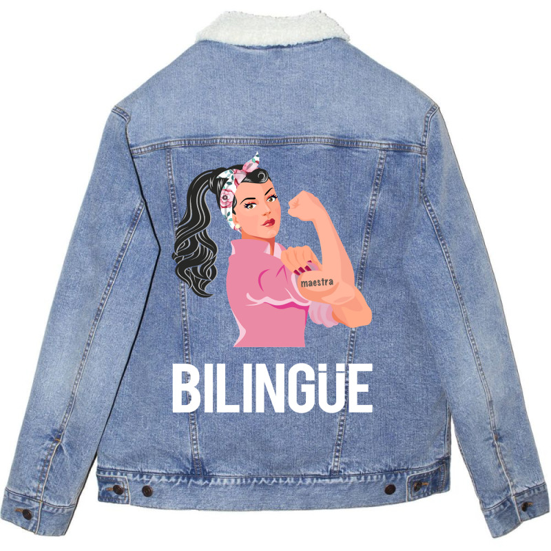 Maestra Bilingue Bilingual Spanish Teacher Unisex Sherpa-Lined Denim Jacket by thuhuong | Artistshot