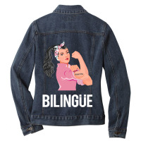 Maestra Bilingue Bilingual Spanish Teacher Ladies Denim Jacket | Artistshot