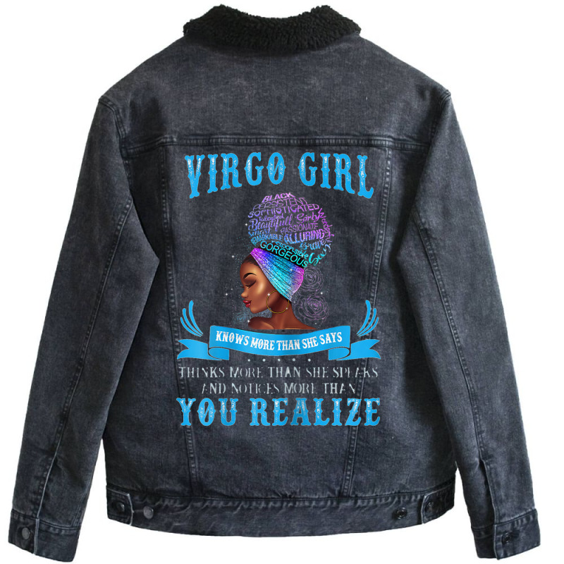 Womens Virgo Girl September August  Birthday Zodiac Womens _002 Unisex Sherpa-lined Denim Jacket | Artistshot