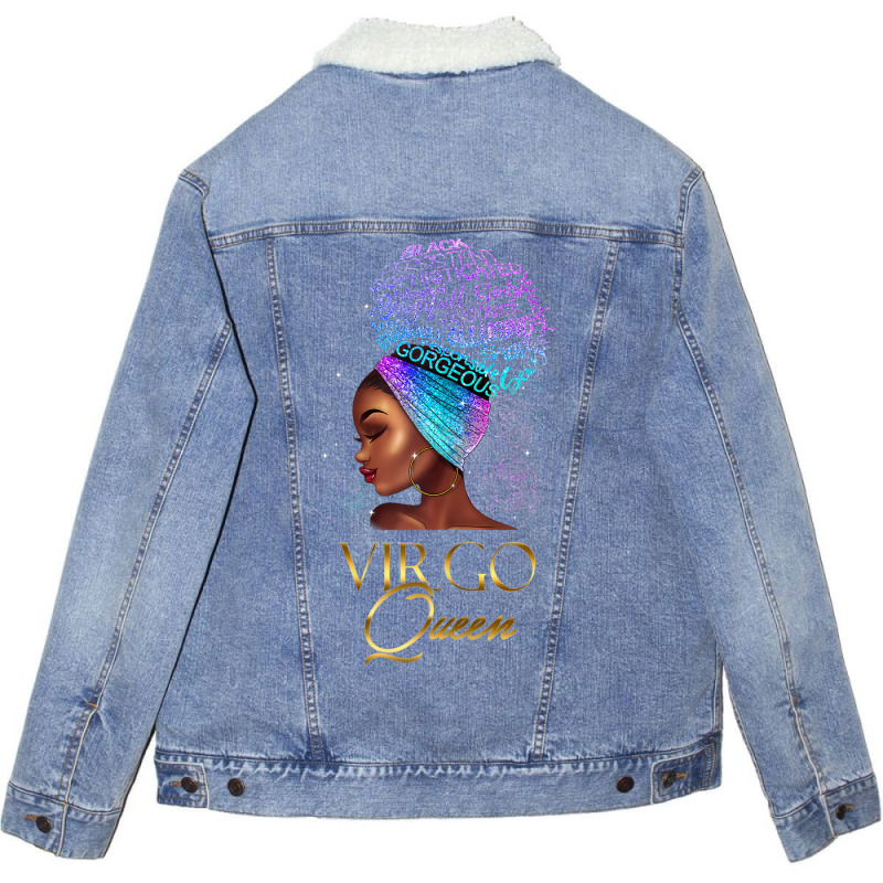 Womens Virgo Girl September August  Birthday Zodiac Womens _003 Unisex Sherpa-lined Denim Jacket | Artistshot