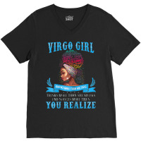 Womens Virgo Girl September August Black Girl Magic Zodiac Bday V-neck Tee | Artistshot