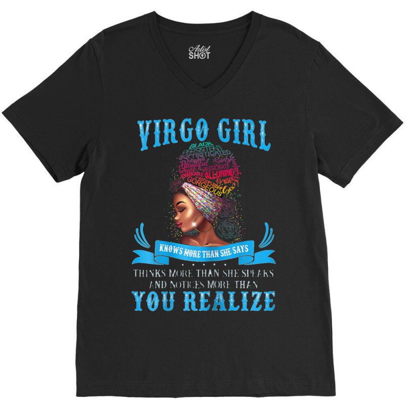 Womens Virgo Girl September August Black Girl Magic Zodiac Bday V-neck Tee | Artistshot