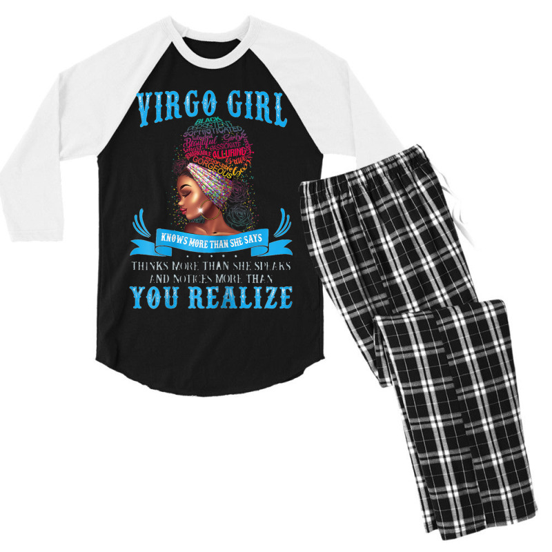 Womens Virgo Girl September August Black Girl Magic Zodiac Bday Men's 3/4 Sleeve Pajama Set | Artistshot