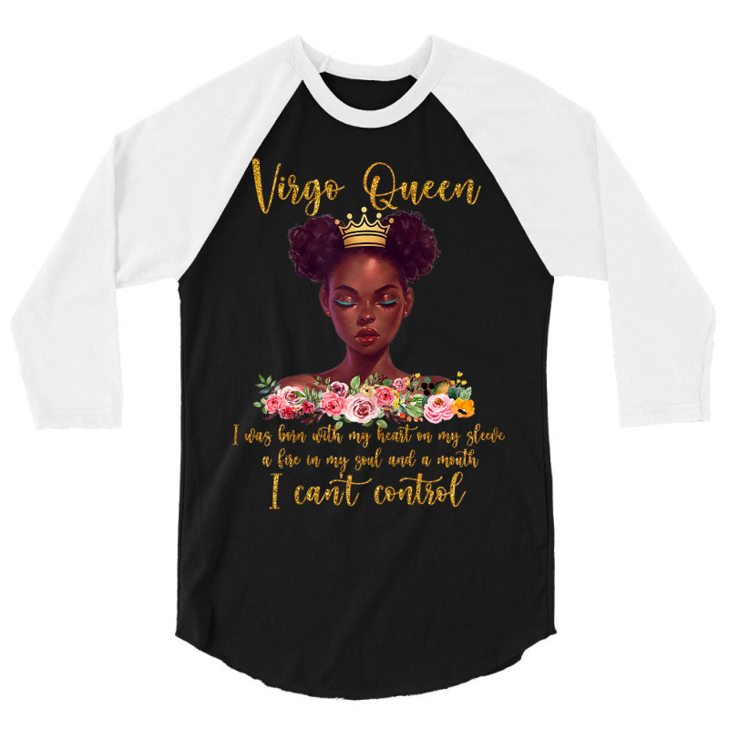 Womens Virgo S Black Girl Magic Birthday Blm Afro Woman 3/4 Sleeve Shirt | Artistshot