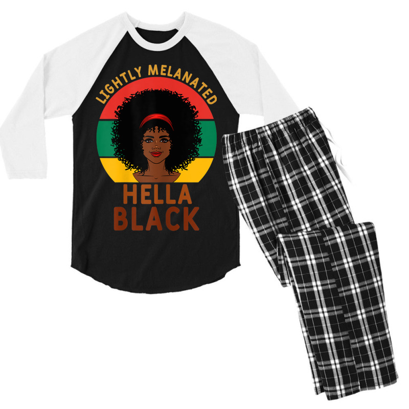 Womens Women Lightly Melanated Hella Black Melanin Pride Afrogift Men's 3/4 Sleeve Pajama Set | Artistshot