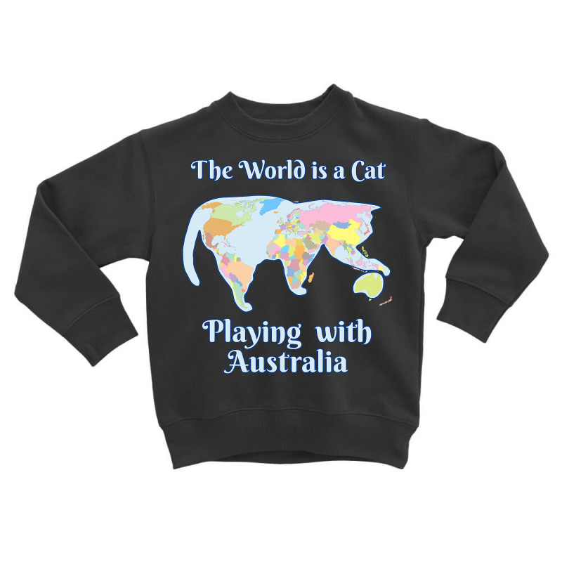 Funny World Is A Cat Playing Map Toddler Sweatshirt | Artistshot