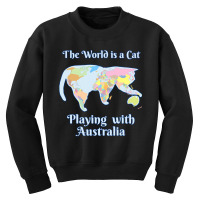 Funny World Is A Cat Playing Map Youth Sweatshirt | Artistshot