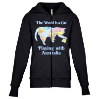 Funny World Is A Cat Playing Map Youth Zipper Hoodie | Artistshot