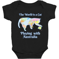 Funny World Is A Cat Playing Map Baby Bodysuit | Artistshot