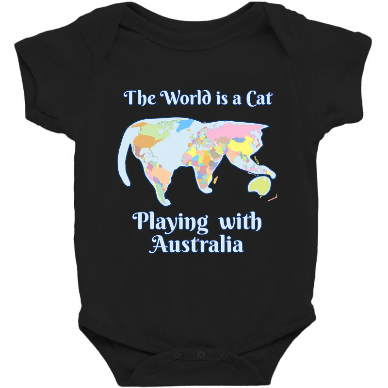 Funny World Is A Cat Playing Map Baby Bodysuit | Artistshot