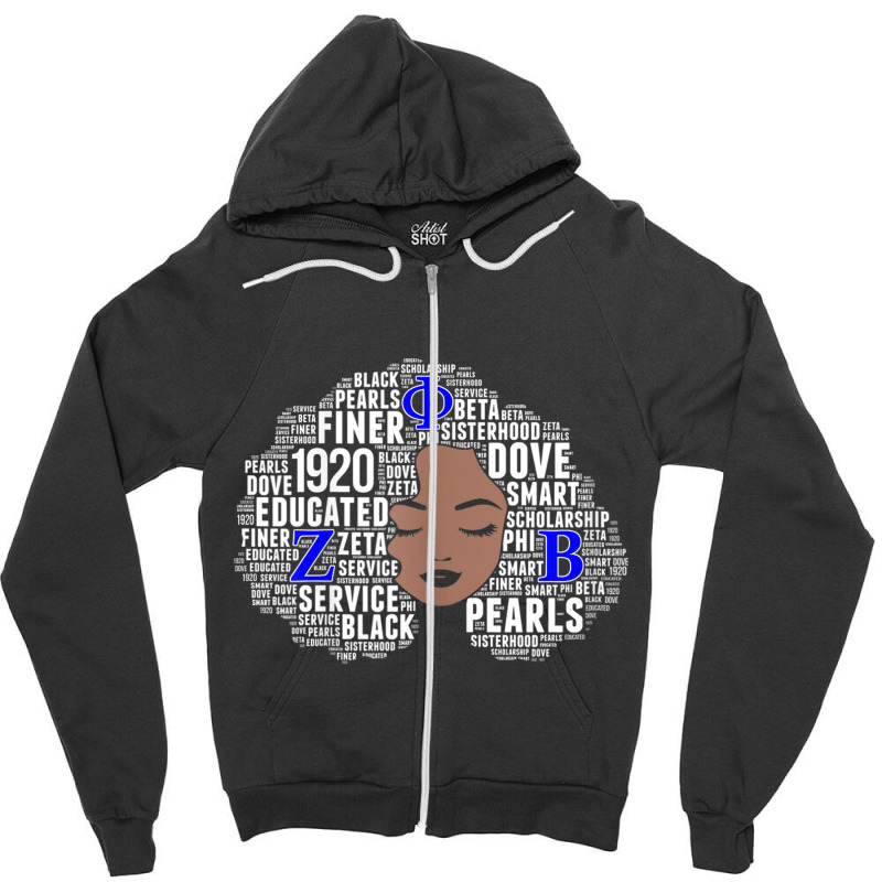 Womens Zeta 1920 African Women Educated Dove Afro Hair Words _001 Zipper Hoodie | Artistshot