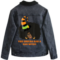 You Coulda Had A Bad Witch Funny Afro Female Unisex Sherpa-lined Denim Jacket | Artistshot