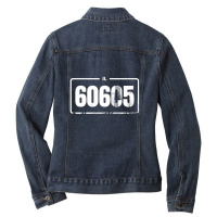 Illinois 60605 Zipcode White 1 Ladies Denim Jacket | Artistshot