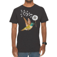 Dandelion Hummingbird Flower Birdwatcher Herbalist T Shirt Vintage T-shirt | Artistshot