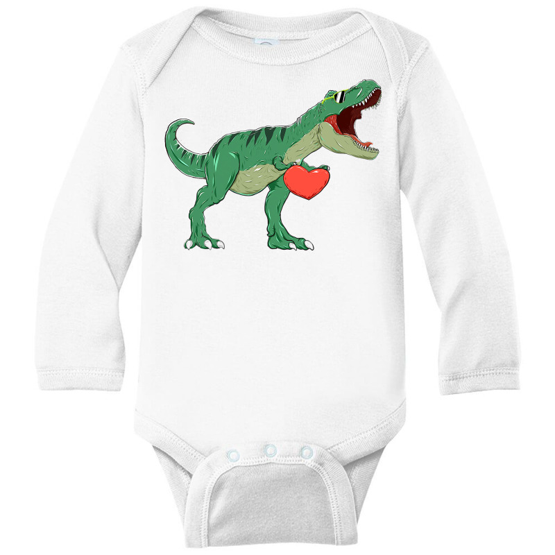 I Steal Hearts T Valentines Day Dinosaur Boys Kid (8) Long Sleeve Baby Bodysuit by Davidartist | Artistshot