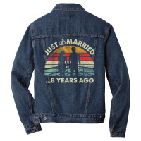 Retro Just Married 8 Years Ago   8th Wedding Anniversary T Shirt Men Denim Jacket | Artistshot