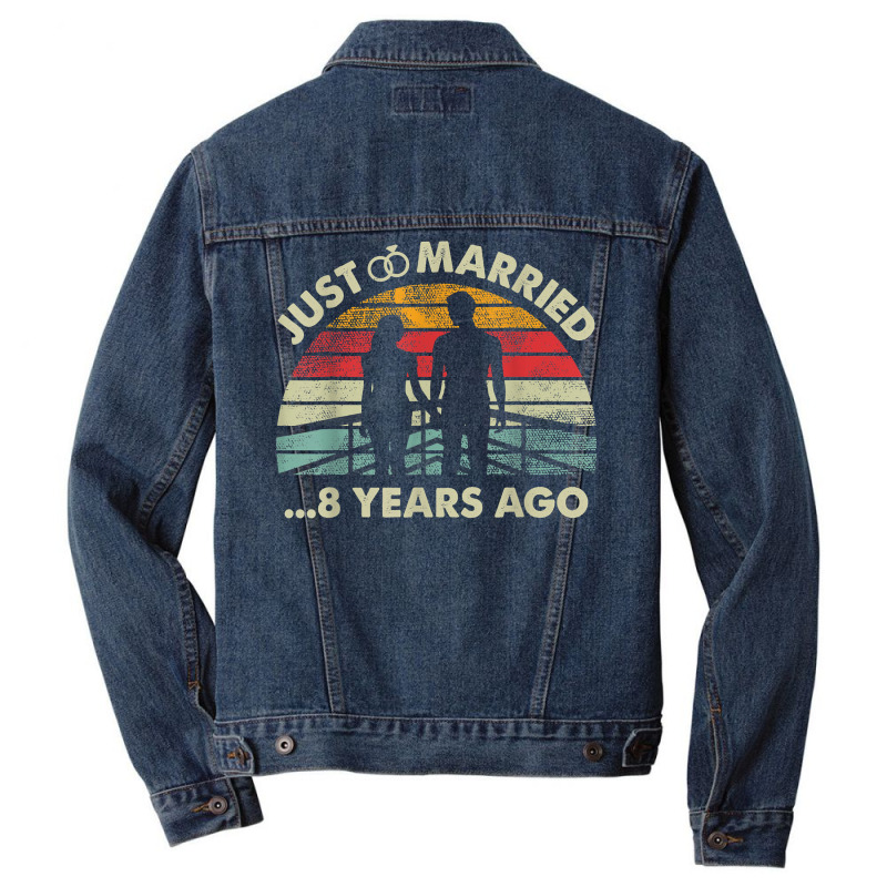 Retro Just Married 8 Years Ago   8th Wedding Anniversary T Shirt Men Denim Jacket | Artistshot