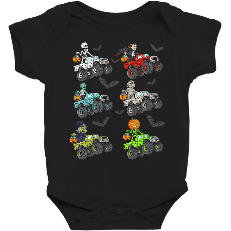 Halloween Skeleton Zombie Riding Monster Truck Vampire Boys Baby Bodysuit by Davidartist | Artistshot