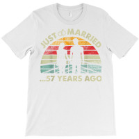 Retro Just Married 57 Years Ago   57th Wedding Anniversary T Shirt T-shirt | Artistshot