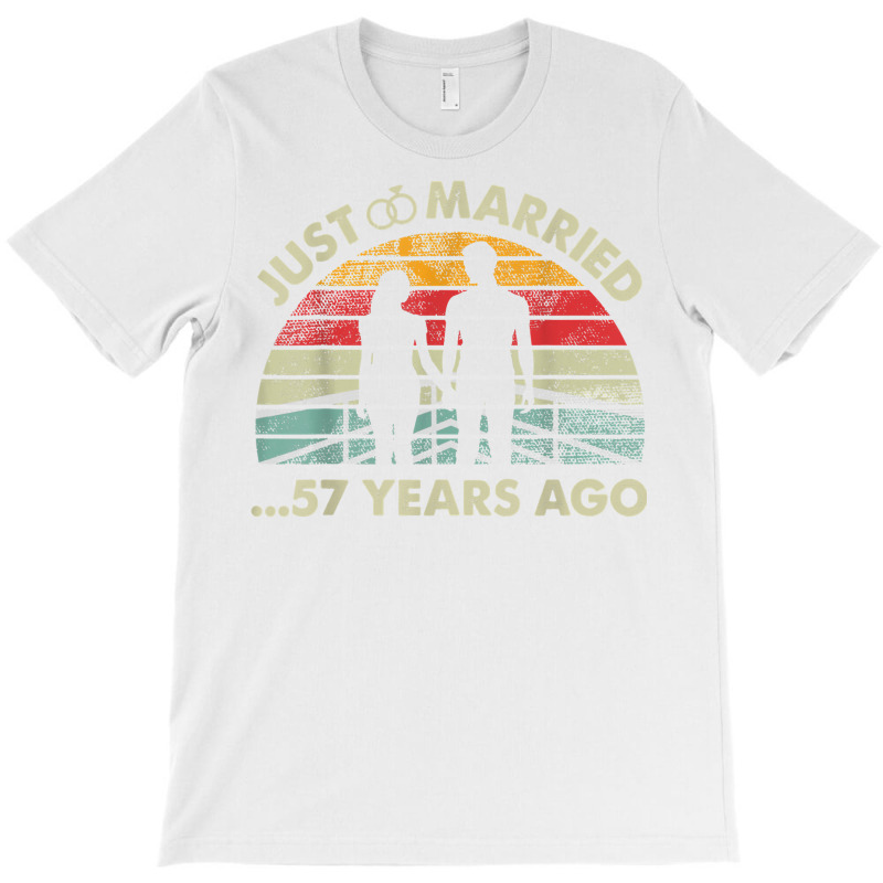 Retro Just Married 57 Years Ago   57th Wedding Anniversary T Shirt T-shirt | Artistshot